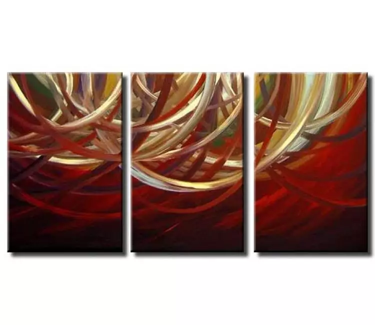 arcs painting - big modern red green abstract painting on canvas original decorative painting for large walls