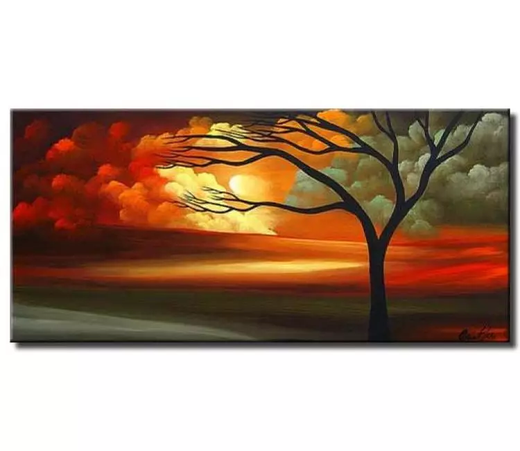 landscape paintings - modern landscape tree painting on canvas original beautiful art for living room
