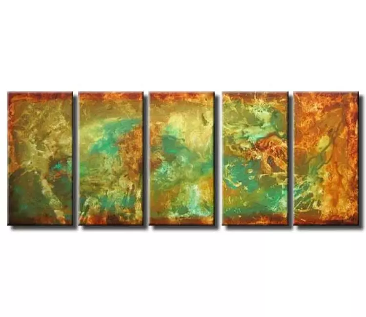 fluid painting - big modern turquoise abstract painting on canvas original decorative painting for living room