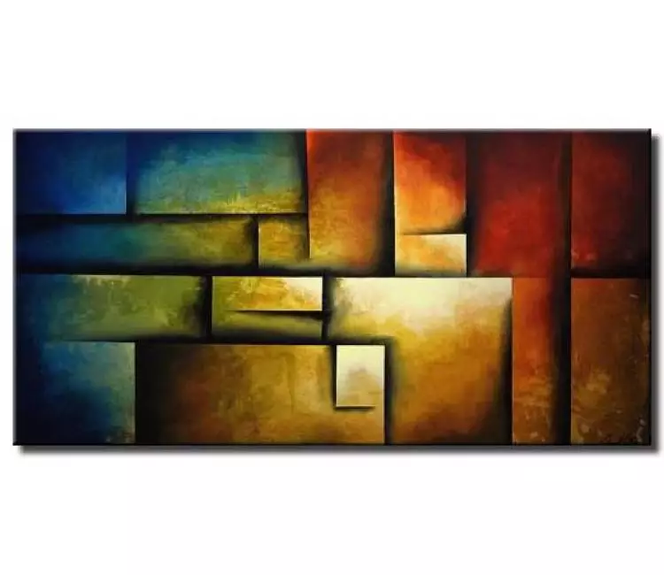 geometric painting - big modern colorful geometric abstract art on canvas original decorative painting for living room