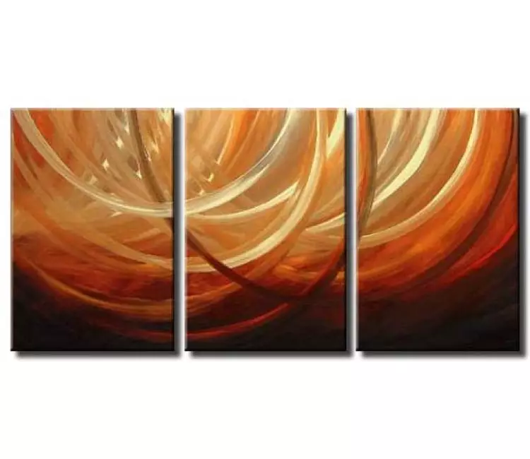 arcs painting - big modern orange yellow abstract painting on canvas original decorative art for living room