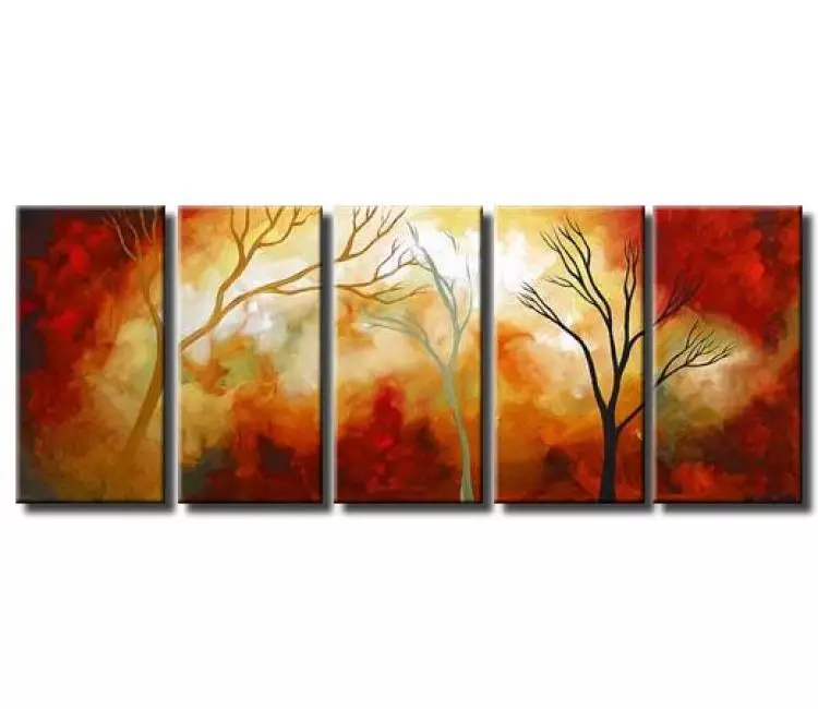 landscape paintings - big modern fall landscape painting on canvas original decorative abstract trees art for living room