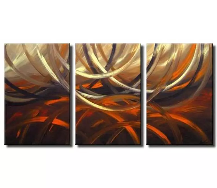 arcs painting - big modern orange yellow abstract painting on canvas original decorative art for living room