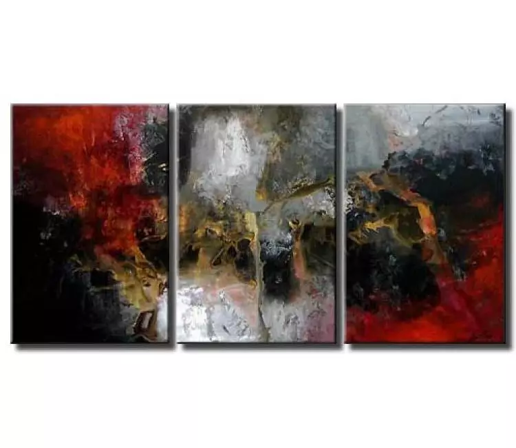 abstract painting - big modern grey red white abstract painting on canvas original decorative art for living room
