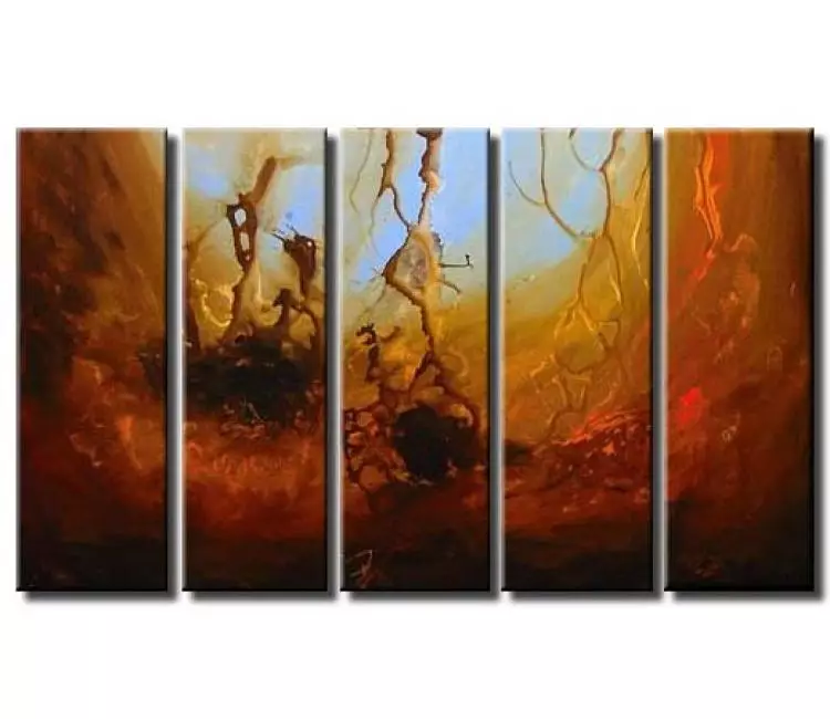 abstract painting - big modern orange abstract painting on canvas original decorative art for big wall space