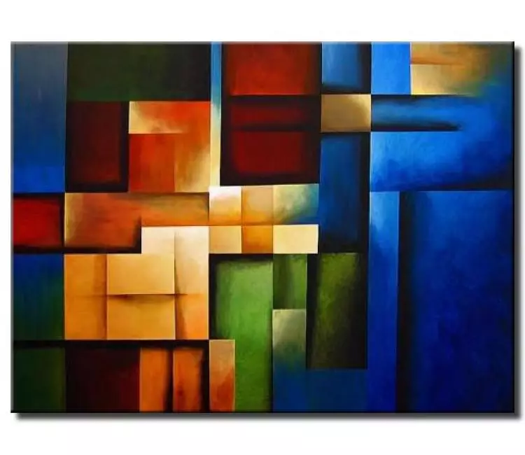 geometric painting - big modern colorful geometric art on canvas original abstract painting decorative art for living room