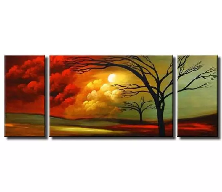 landscape paintings - big abstract landscape tree art on canvas original large red green painting for living room