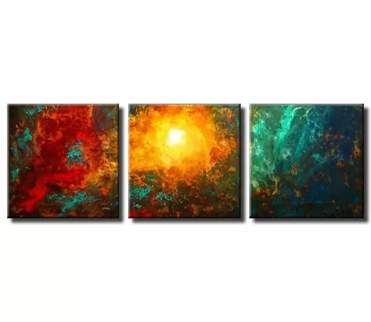 abstract painting - original modern wall art abstract painting on canvas big turquoise red yellow contemporary art decor