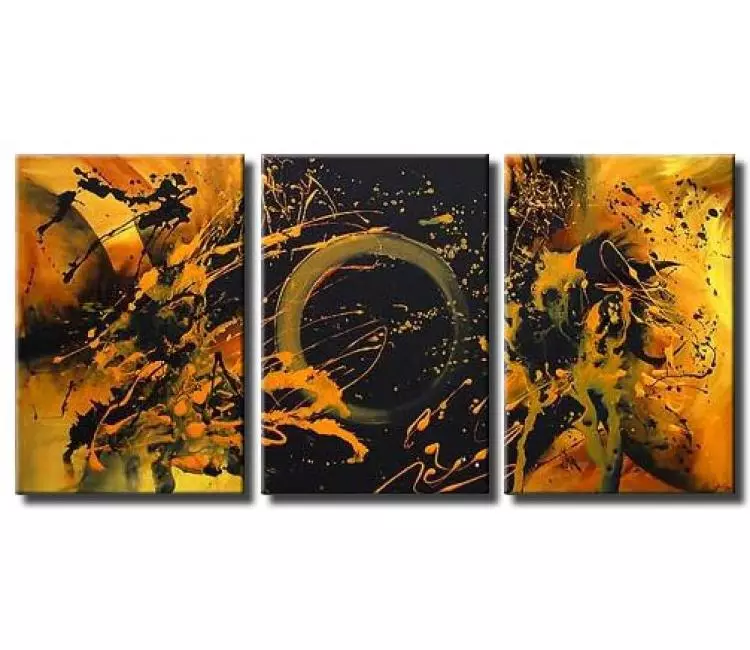 abstract painting - original modern black yellow abstract painting on canvas big contemporary art decor for large wall space