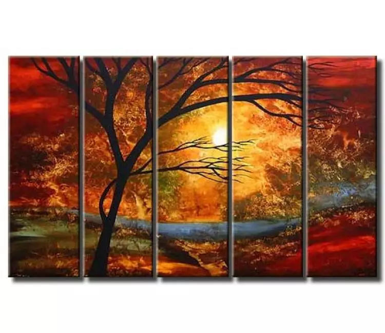 landscape paintings - big colorful modern abstract landscape tree painting on large canvas original decorative art