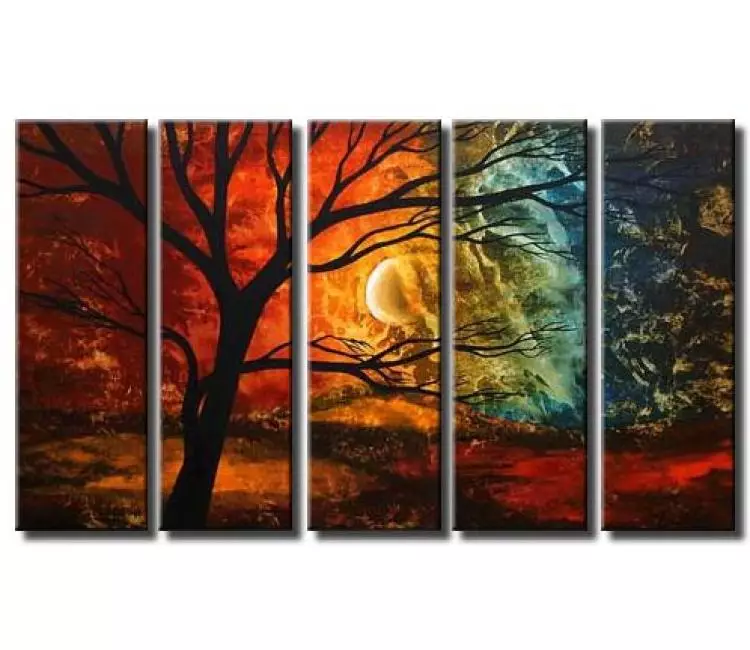 trees painting - big colorful modern abstract landscape tree painting on large canvas original decorative art