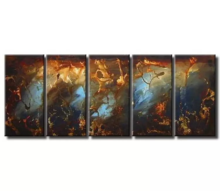 abstract painting - big blue brown modern abstract painting on large canvas original decorative art for large spaces