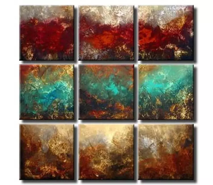 abstract painting - multi panel earth tone colors abstract painting on canvas contemporary art