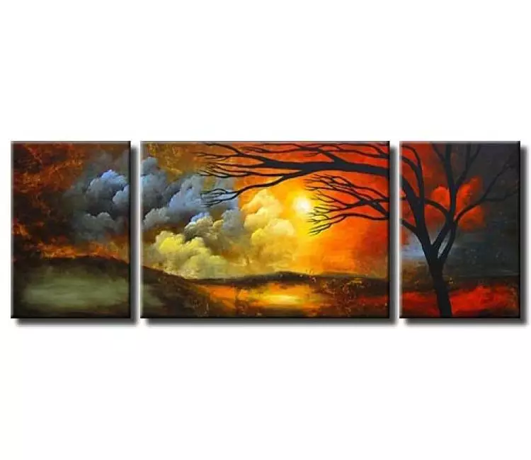 landscape paintings - big original modern abstract landscape canvas art colorful large nature tree art for living room