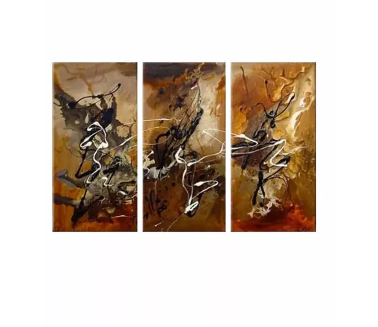 abstract painting - original neutral abstract art on canvas set of 3 modern textured earth tone colors art decor