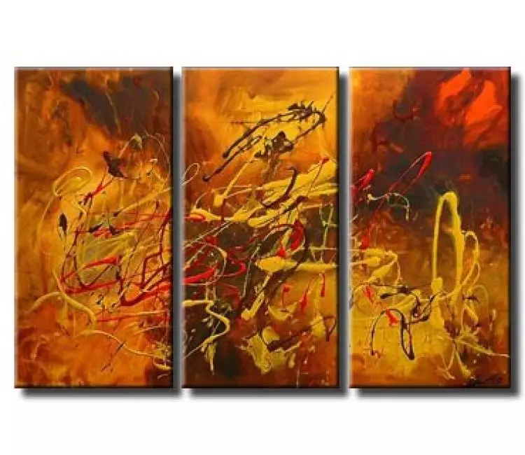 abstract painting - big modern abstract painting in red ocher yellow colors on canvas original large wall art decor