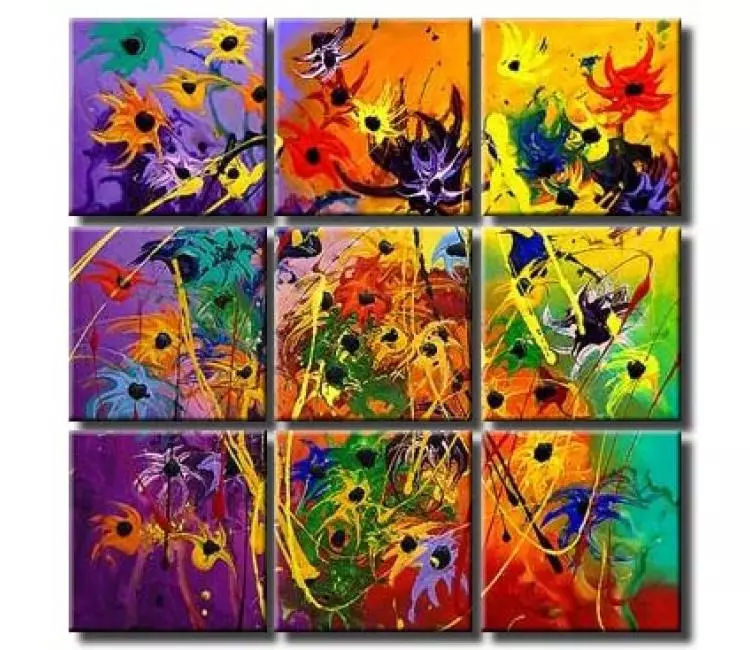 floral painting - original modern colorful abstract flowers painting on canvas contemporary floral art decor