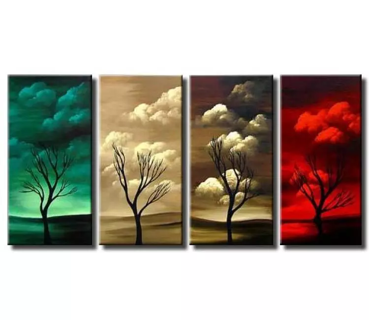 landscape paintings - original modern abstract tree painting on canvas  canvas grey contemporary tree art decor