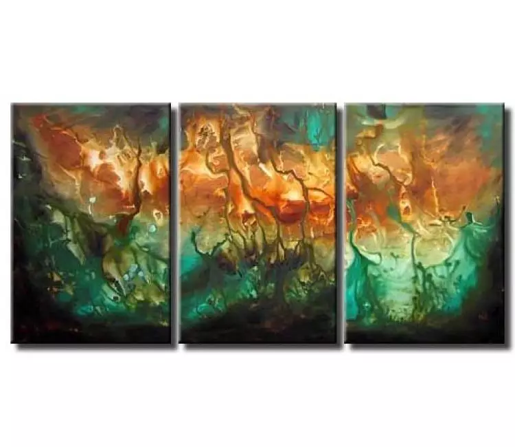 fluid painting - big modern turquoise abstract art on canvas original contemporary large painting art decor for living room