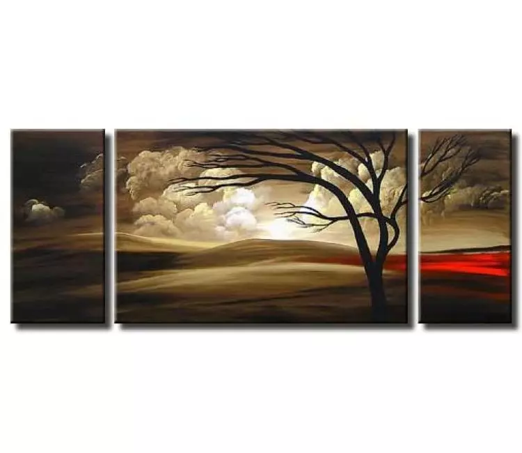 trees painting - modern original red brown abstract landscape painting contemporary tree art on big canvas art