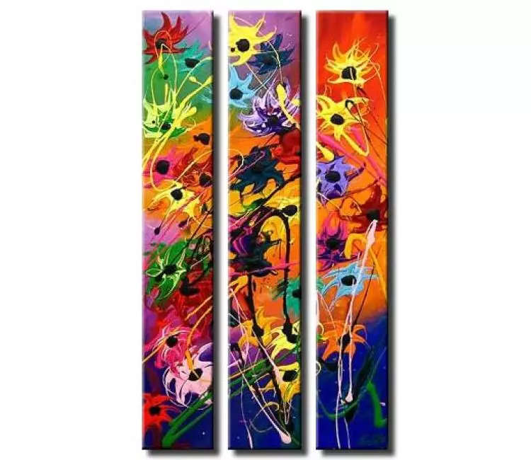 floral painting - big colorful abstract floral painting on canvas modern textured colorful flowers art decor