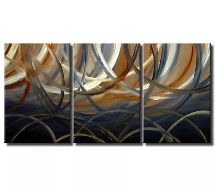 arcs painting - big original modern abstract painting on large canvas grey contemporary wall art decor