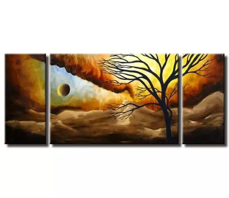 landscape paintings - big modern abstract landscape painting on canvas original earth tone colors tree art decor