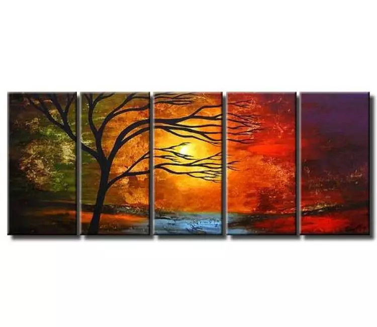 landscape paintings - big original modern tree painting on large canvas colorful decorative landscape art for living room