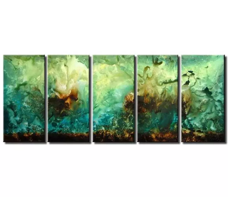 abstract painting - big original modern turquoise abstract painting on large canvas decorative art for office and living room