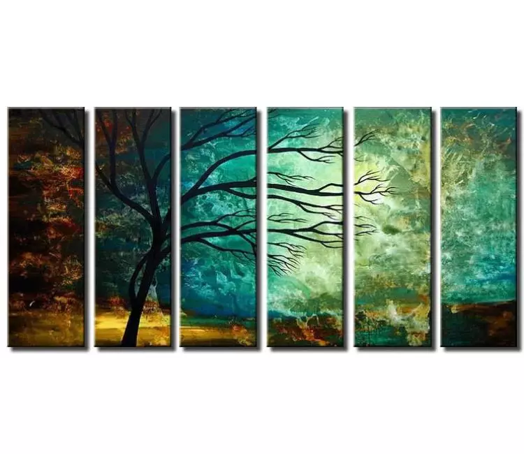 landscape paintings - big original modern abstract landscape tree painting on large canvas turquoise decorative painting