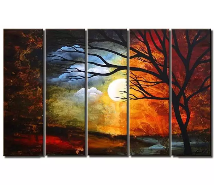 landscape paintings - big colorful modern abstract landscape tree painting on large canvas original decorative painting