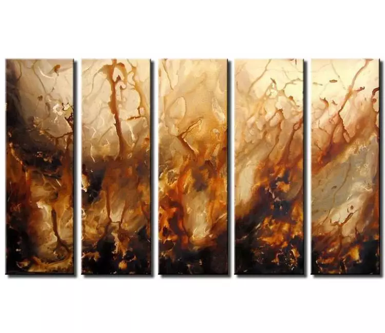 fluid painting - big neutral decorative abstract painting on canvas modern original beautiful living room wall art
