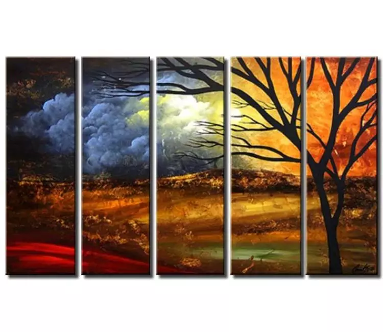trees painting - big colorful landscape tree painting on canvas modern original beautiful living room wall decor