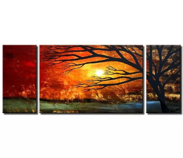 trees painting - big original landscape tree painting on canvas modern abstract beautiful living room wall decor
