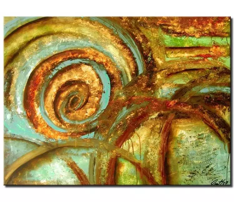 arcs painting - big modern turquoise green abstract art on canvas original large contemporary painting for living room