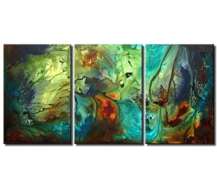 abstract painting - big modern turquoise abstract art on canvas original large contemporary blue painting for living room