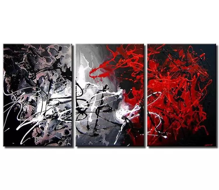abstract painting - big modern minimal abstract art on canvas original large contemporary red grey white painting for living room