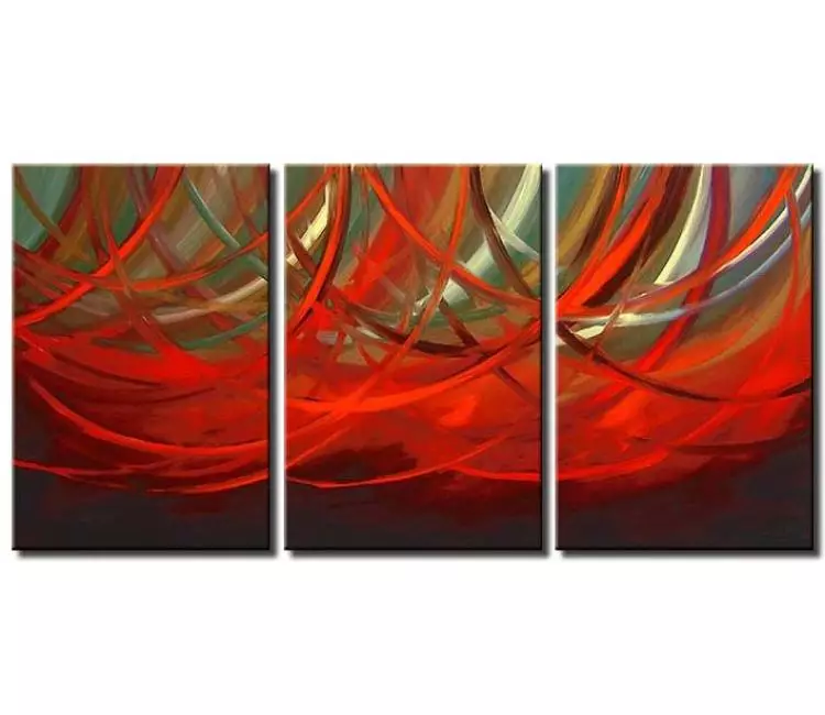 arcs painting - big modern red green abstract art on canvas original large contemporary painting for living room