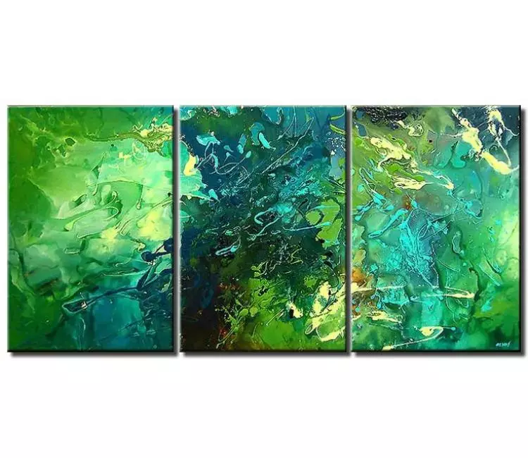 abstract painting - big modern abstract art on large canvas original blue green painting for living room