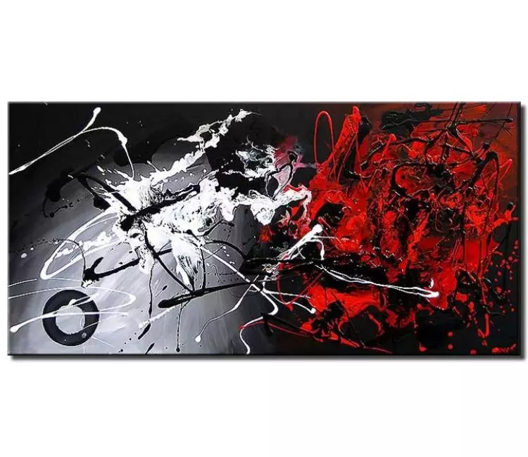 abstract painting - contemporary minimalist Abstract art on canvas original textured red black white living room wall art