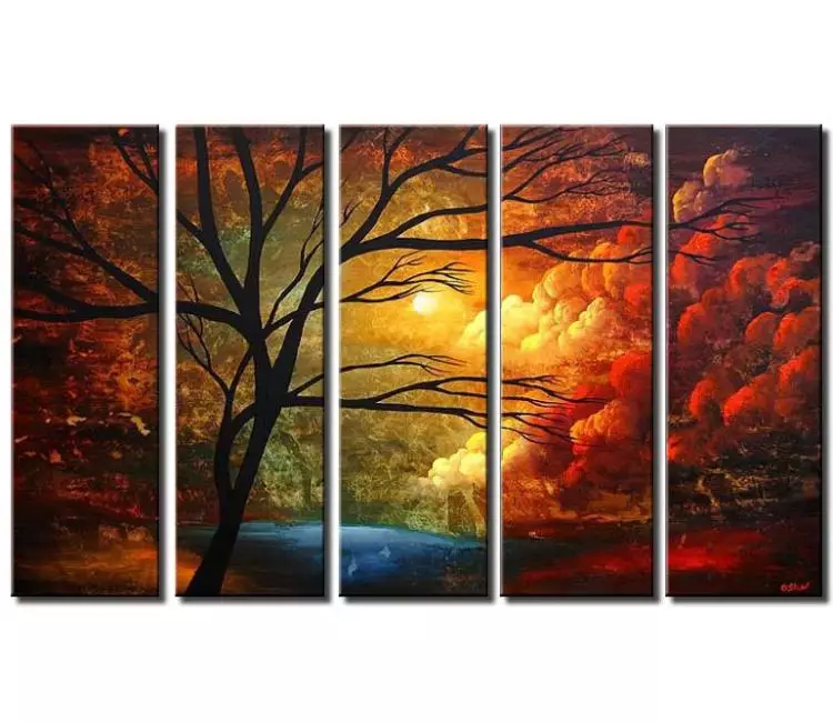 trees painting - big modern tree art on canvas original colorful abstract landscape painting bedroom living room art