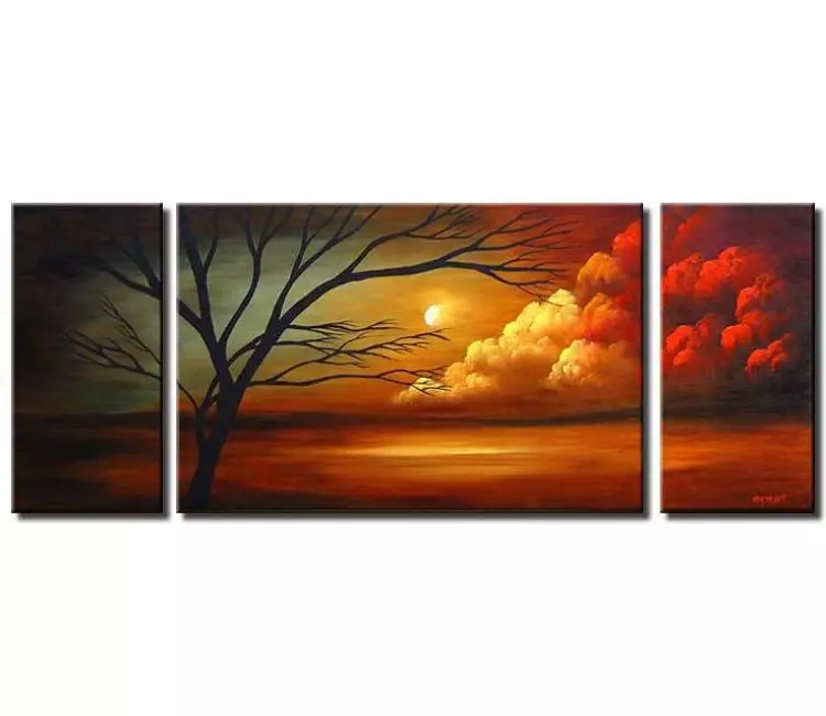 landscape paintings - Big Abstract landscape Painting Large Canvas Art Modern Living Room tree Wall Art earth tone colors art