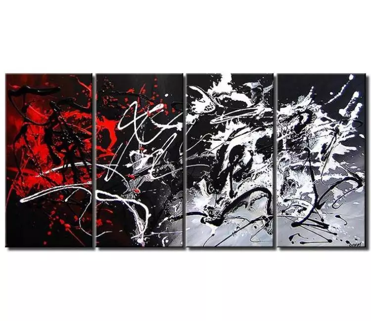 abstract painting - Big minimalist abstract painting Large Canvas Art Modern Living Room Wall Art original grey black red painting