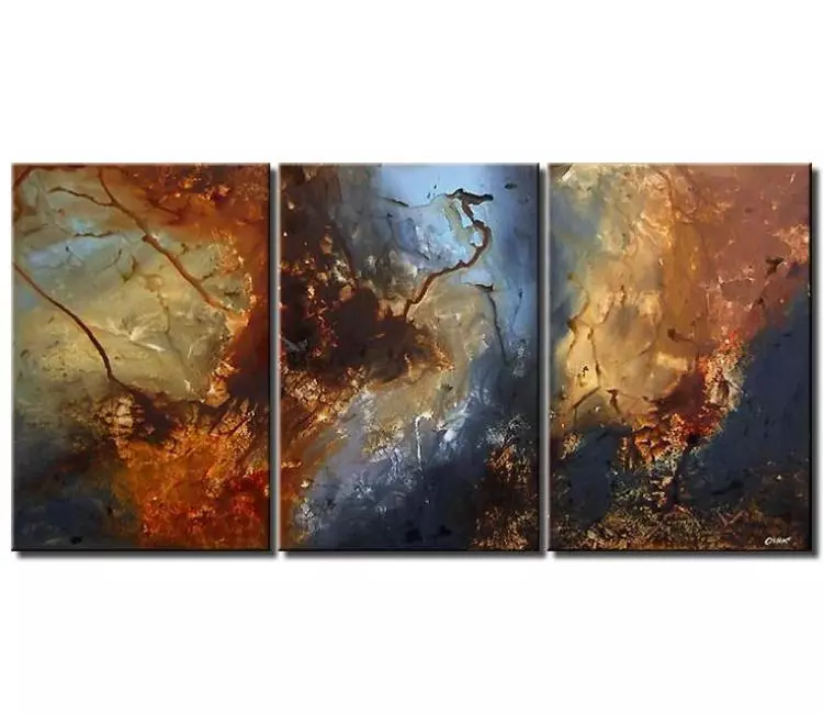 fluid painting - Big earth tone colors abstract painting Large Canvas Art Modern Living Room Wall Art