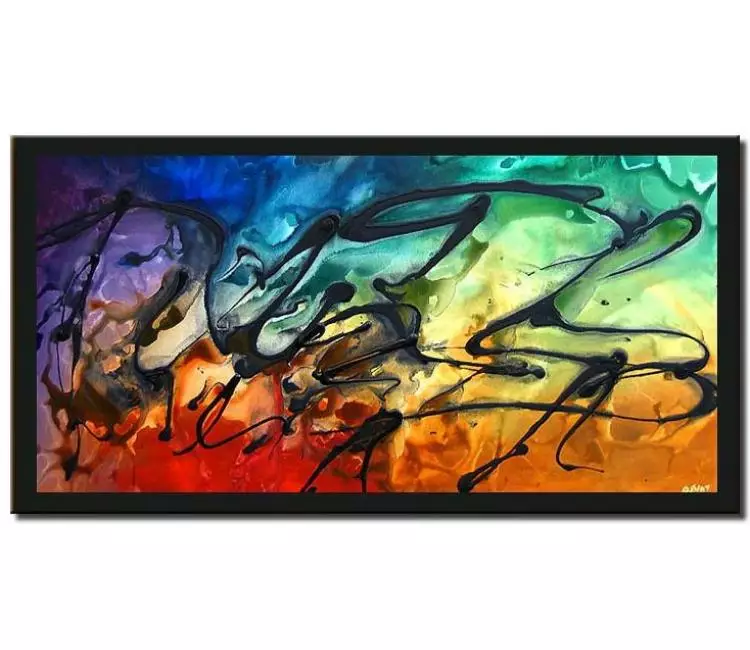 abstract painting - original colorful Abstract Painting on Canvas Art Modern Living Room Wall Art