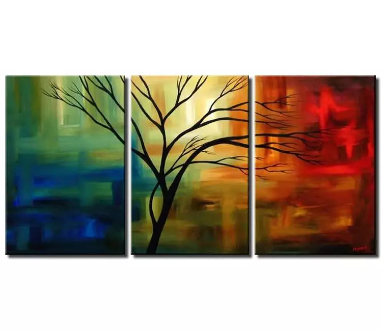 landscape paintings - Big Abstract tree Painting Large Canvas Art original colorful Modern Living Room Wall Art