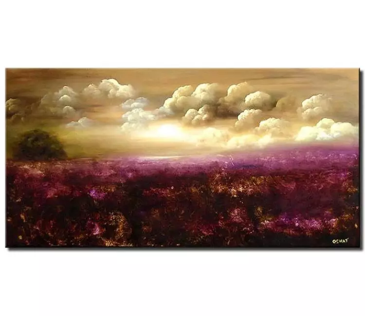 forest painting - modern landscape tree painting on canvas purple beige living room wall art