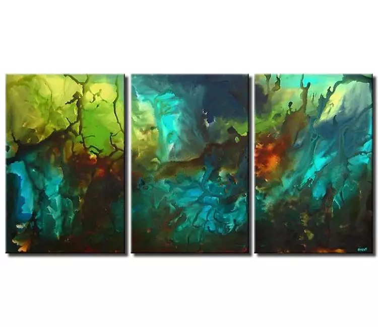 fluid painting - big modern abstract painting turquoise large canvas art beautiful wall art
