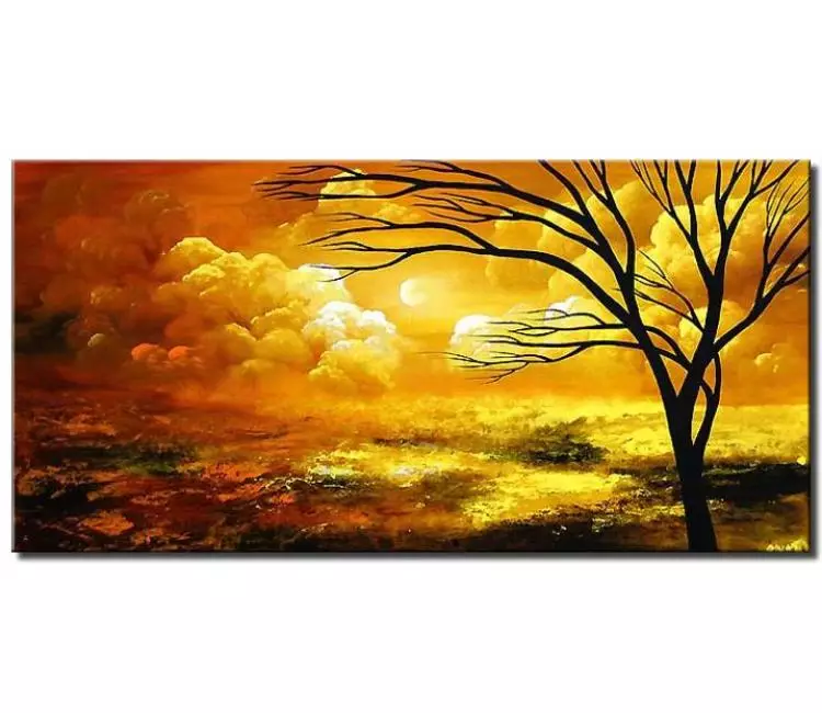 trees painting - modern landscape art on canvas original large textured contemporary sunrise tree art