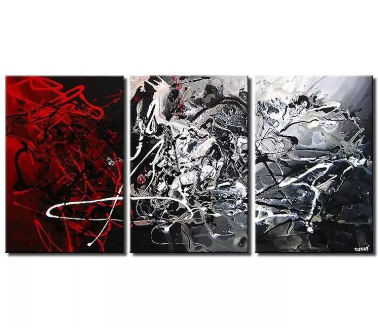abstract painting - big modern black red abstract painting on canvas original large contemporary living room art